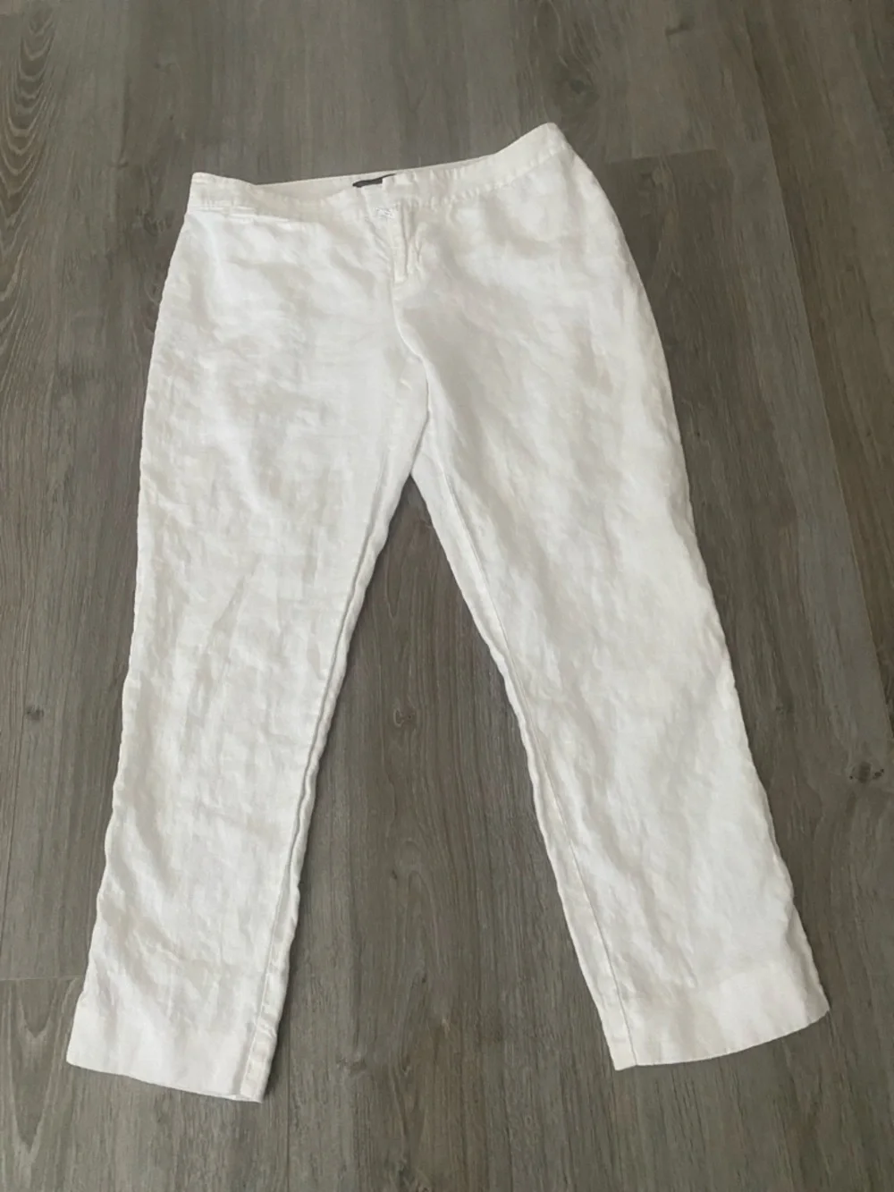 BANANA REPUBLIC Women Slim Crop Legs 100% Linen White Pants | 4